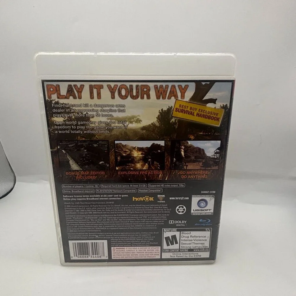 Far Cry 2 PS3 (Sony PlayStation 3, 2008, Ubisoft, Blu-ray) No Manual